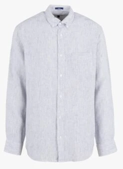 Gant White Regular-fit Striped Linen Shirt With Button-down Collar