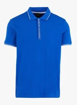 Armani Exchange Blue Cotton Jersey Polo Shirt