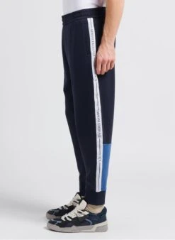 Armani Exchange Blue Logo-printed Striped Cotton Track Pants -Deals Mode Modee Store 4104345