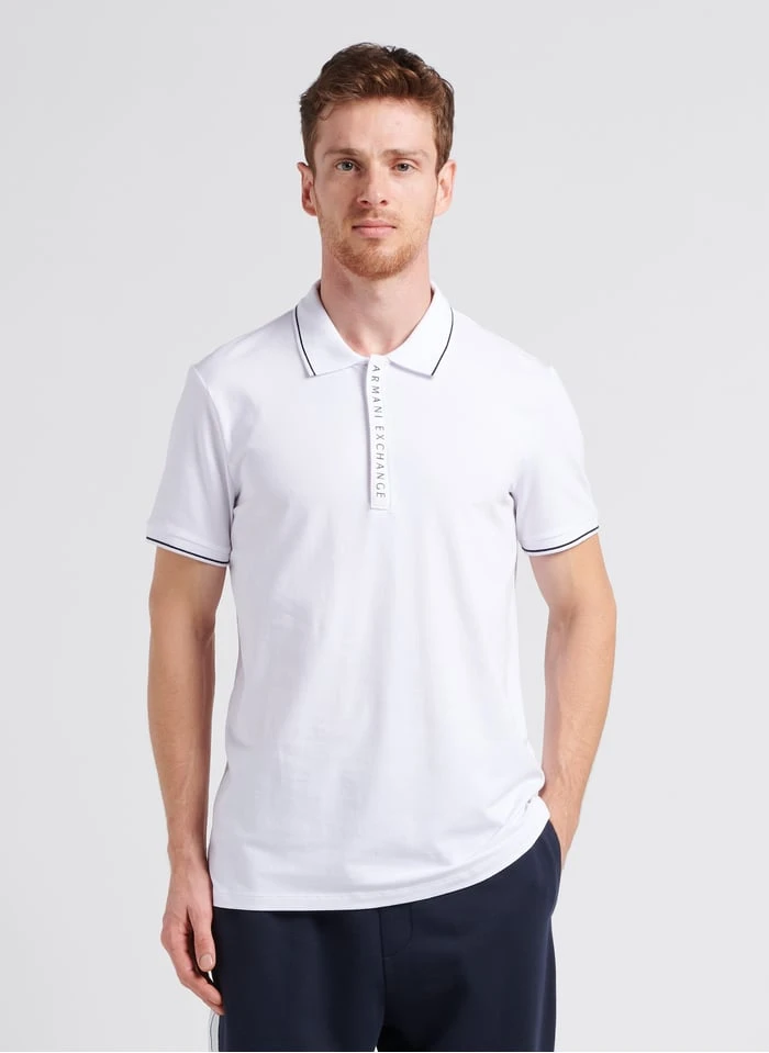 Armani Exchange White Cotton Jersey Polo Shirt 2 Armani Exchange White Cotton Jersey Polo Shirt - Image 2