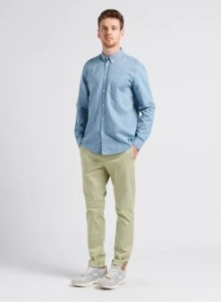 Samsoe Samsoe LIAM - Blue Regular-fit Linen And Cotton Shirt With Classic Collar -Deals Mode Modee Store 4104470