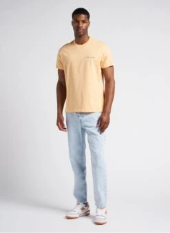 Maison Labiche POPINCOURT GOOD VIBES - Orange Embroidered Organic Cotton T-shirt -Deals Mode Modee Store 4104929