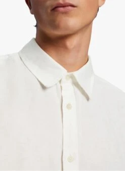ESPRIT White Regular-fit Linen-blend Shirt -Deals Mode Modee Store 4109445