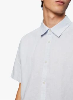 ESPRIT Blue Regular-fit Linen-blend Shirt -Deals Mode Modee Store 4109451