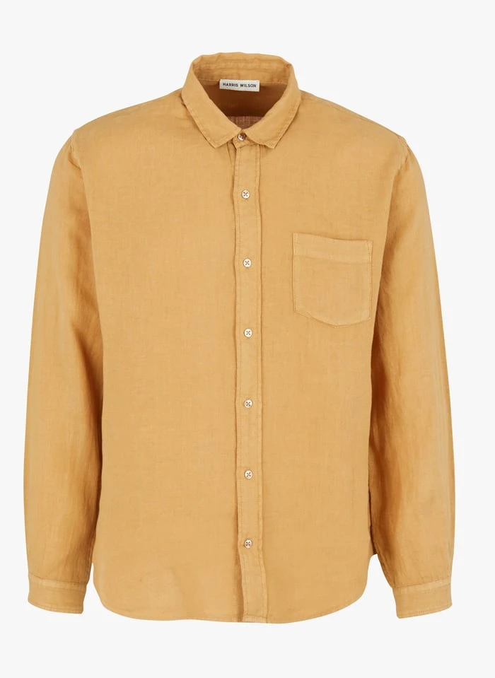 DANNY - Brown Slim-fit Linen Shirt 1 DANNY - Brown Slim-fit Linen Shirt