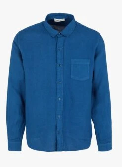 DANNY - Blue Slim-fit Linen Shirt