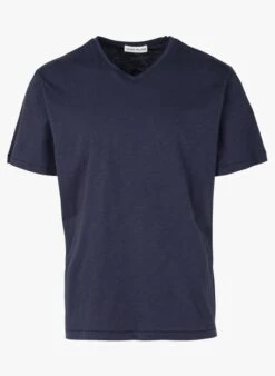 HAMILTON - Blue V-neck Regular-fit Cotton T-shirt
