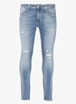 LE TEMPS DES CERISES POWERC - Blue Faded Cotton Skinny Jeans