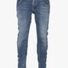 LE TEMPS DES CERISES Blue Slim-fit Faded Stretch Cotton Jeans