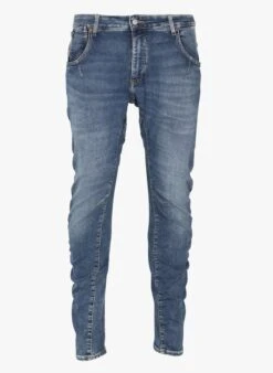 LE TEMPS DES CERISES Blue Slim-fit Faded Stretch Cotton Jeans