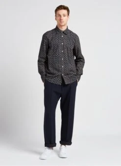 Marc O'Polo Blue Regular-fit Printed Cotton Shirt With Classic Collar -Deals Mode Modee Store 4131088