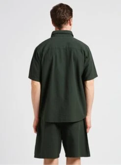 Thinking Mu Green Textured Cotton Shirt With Classic Collar -Deals Mode Modee Store 4131107