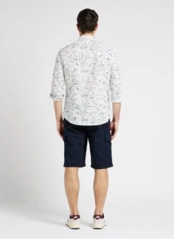 Ikks White Slim-fit Printed Cotton Shirt With Classic Collar -Deals Mode Modee Store 4132079