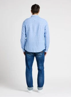 LE TEMPS DES CERISES ARPE - Blue Printed Linen And Cotton Shirt -Deals Mode Modee Store 4132120