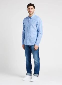 LE TEMPS DES CERISES ARPE - Blue Printed Linen And Cotton Shirt -Deals Mode Modee Store 4132121