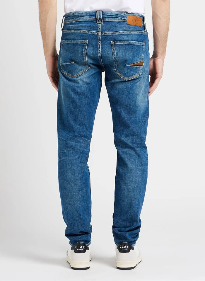 LE TEMPS DES CERISES Blue Straight-leg Faded Stretch Cotton Jeans 3 LE TEMPS DES CERISES Blue Straight-leg Faded Stretch Cotton Jeans - Image 3