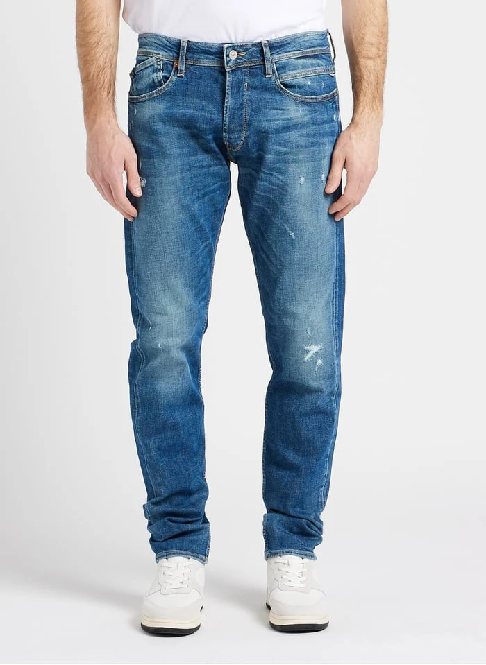LE TEMPS DES CERISES Blue Straight-leg Faded Stretch Cotton Jeans 2 LE TEMPS DES CERISES Blue Straight-leg Faded Stretch Cotton Jeans - Image 2