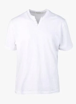 HAMON - White Cotton Henley T-shirt