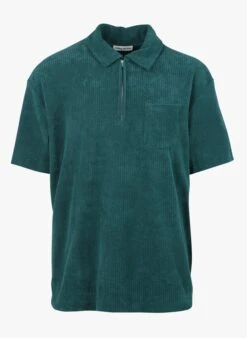 HUGUES - Blue Cotton-blend Polo Shirt With Zip-up Neck