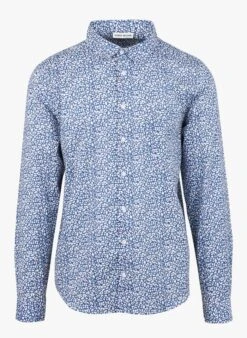 DOV - Blue Printed Cotton Shirt With Classic Collar