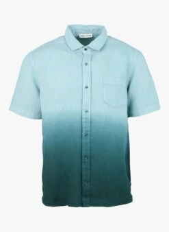 DANETTE - Blue Linen Shirt With Classic Collar