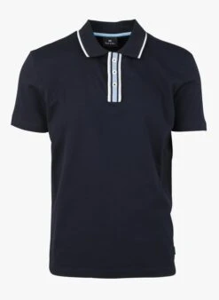 PAUL SMITH Blue Straight Cotton Polo Shirt With Classic Collar