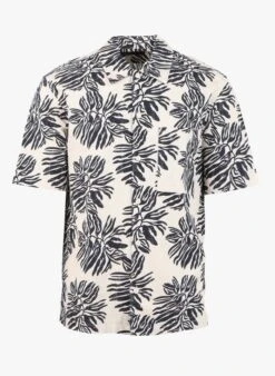 Marc O'Polo Blue Cotton And Linen Printed Shirt