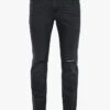 Ikks Grey Slim-fit Cotton Distressed Jeans