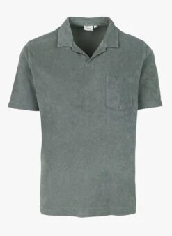 Hartford Khaki Terrycloth Polo Shirt With Open Collar