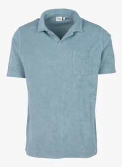 Hartford Blue Terrycloth Polo Shirt With Open Collar