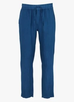 DANTE - Blue Straight-leg Linen Pants