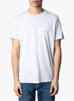 Zadig & Voltaire TED - Grey Round-neck Cotton T-shirt -Deals Mode Modee Store 4155347