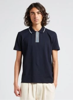 PAUL SMITH Blue Straight Cotton Polo Shirt With Classic Collar -Deals Mode Modee Store 4168889
