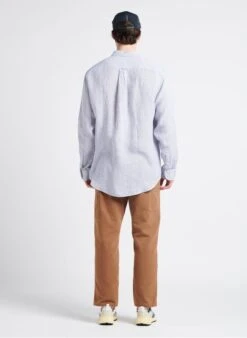 Gant White Regular-fit Striped Linen Shirt With Button-down Collar -Deals Mode Modee Store 4169773