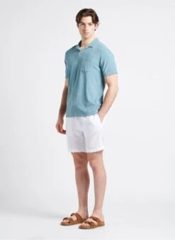 Hartford Blue Terrycloth Polo Shirt With Open Collar -Deals Mode Modee Store 4169960