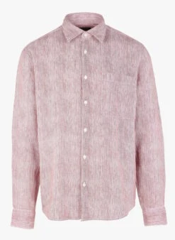 Marc O'Polo Red Regular-fit Striped Linen Shirt With Classic Collar