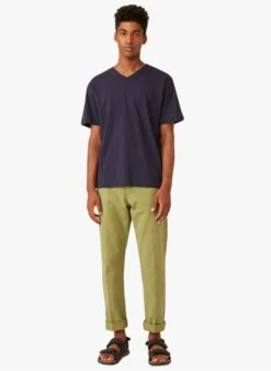 HAMILTON - Blue V-neck Regular-fit Cotton T-shirt -Deals Mode Modee Store 4175541