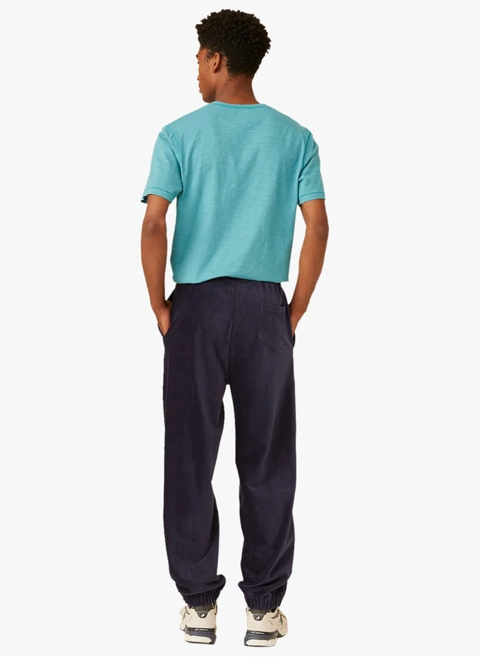 HILARY - Blue Cotton-blend Velvet Track Pants 4 HILARY - Blue Cotton-blend Velvet Track Pants - Image 4