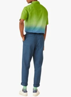 DARIO - Blue Straight-leg Textured Cotton Pants -Deals Mode Modee Store 4175598