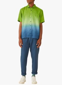 DARIO - Blue Straight-leg Textured Cotton Pants -Deals Mode Modee Store 4175599