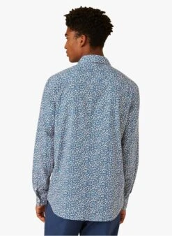 DOV - Blue Printed Cotton Shirt With Classic Collar -Deals Mode Modee Store 4175618