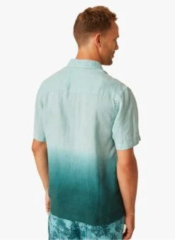 DANETTE - Blue Linen Shirt With Classic Collar -Deals Mode Modee Store 4175642