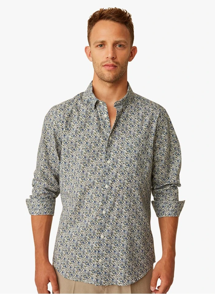 DOVY - Blue Regular-fit Organic Cotton Shirt 3 DOVY - Blue Regular-fit Organic Cotton Shirt - Image 3