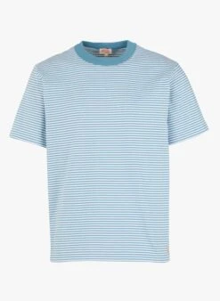 Armor-Lux HÉRITAGE - Blue Round-neck Striped Organic Cotton T-shirt