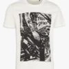 Ikks White Regular-fit Round-neck Cotton T-shirt With Screen Print