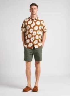 Thinking Mu POPPY TOM - Brown Loose-fit Floral Print Cotton Shirt -Deals Mode Modee Store 4201490