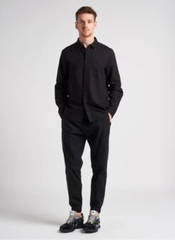 Calvin Klein Black Regular-fit Linen And Cotton Shirt With Classic Collar -Deals Mode Modee Store 4201512