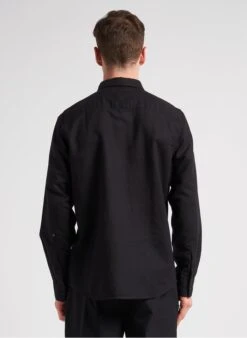 Calvin Klein Black Regular-fit Linen And Cotton Shirt With Classic Collar -Deals Mode Modee Store 4201513