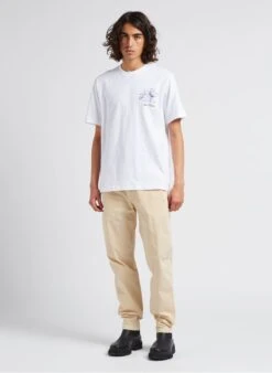 Marc O'Polo White Regular-fit Embroidered Cotton T-shirt With Round Neck -Deals Mode Modee Store 4201645