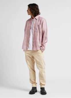 Marc O'Polo Red Regular-fit Striped Linen Shirt With Classic Collar -Deals Mode Modee Store 4201650